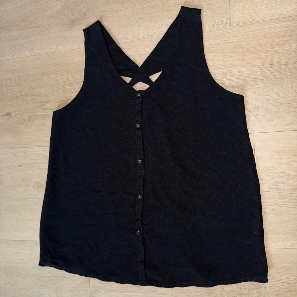 Naked Zebra Black Crisscross Back Tank Top